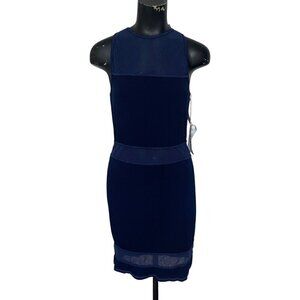 NEW YFB Fabric and Net Body-con Dress in Navy Blue Size Large